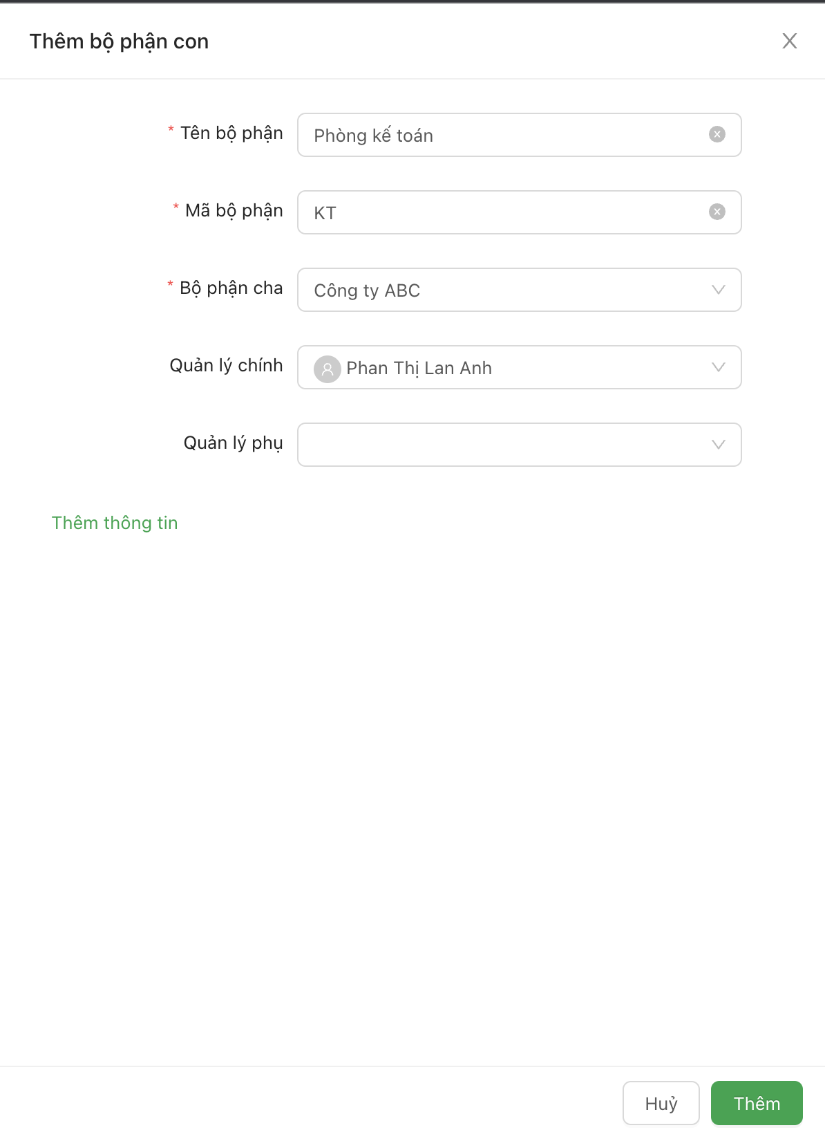 Màn hình thêm bộ phận